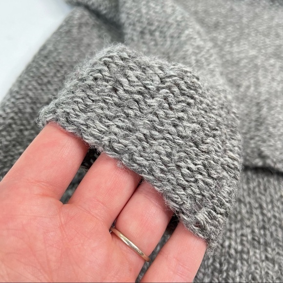 Helmut LANG Smokey Grey Wool & Alpaca Blend Asymmetrical Long Sleeve Sweater Top - Picture 6 of 12